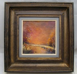 Картина винтажная пейзаж Закат (M580)