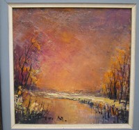 Картина винтажная пейзаж Закат (M580)