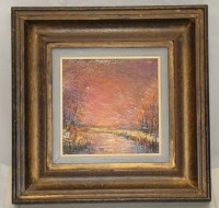 Картина винтажная пейзаж Закат (M580)