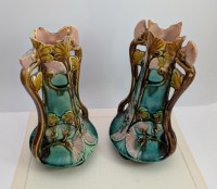 Вазы Ар Нуво старинная майолика 2 шт. (A963)