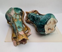 Вазы Ар Нуво старинная майолика 2 шт. (A963)