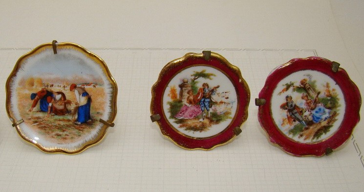 Limoges лиможская миниатюра тарелочки 3 шт. (A372)
