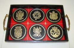 Шведские дизайнерские бирдекели с подносиком Гербы (X640)