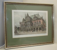 Гравюра с раскраской Paul Geissler Бременская ратуша (A174)