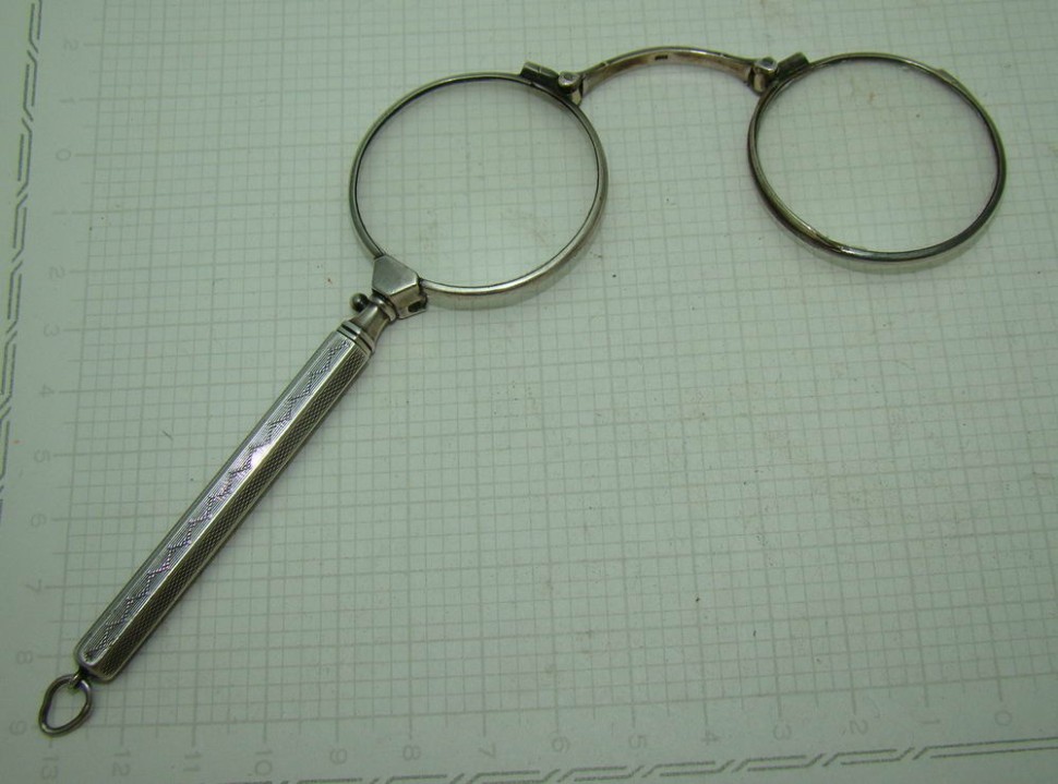 Лорнет оправа серебряный складной старинный (R558)