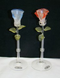 Цветы винтажные стеклянные с подставками 2 шт. (M192)