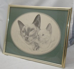 Картина репродукция винтажная Кошка с котенком (M487)