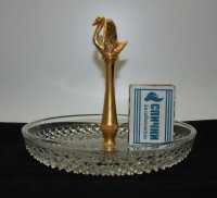 Val Saint Lambert конфетница хрустальная винтажная Лебедь (A770)