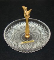 Val Saint Lambert конфетница хрустальная винтажная Лебедь (A770)
