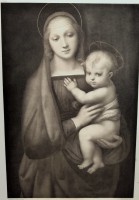 Старинная гравюра меццо-тинто Мадонна Грандука (A969)