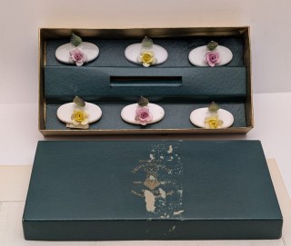 Crown Staffordshire набор винтажных подставок для карточек Розы 6 шт. (B261)