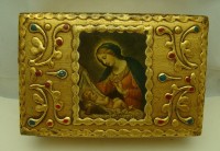 Шкатулка винтажная деревянная Дева Мария (X492)