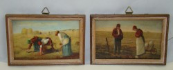Мини-картины под стеклом​ старинные 2 шт. (Y554)