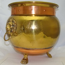 Кашпо большое медное "Львы" винтажное (V790)