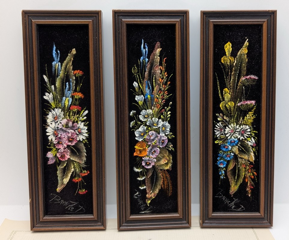 Картины винтажные маленькие Цветы 3 шт. (A876)