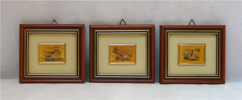 Литографии на золотой фольге "Птицы" 3 шт. (K386)