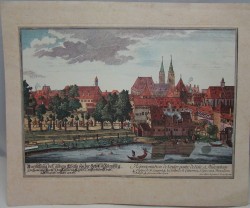 Гравюра цветная винтажная Нюрнберг (Y371)