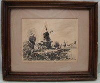 Картина старинная Мельница (X916)