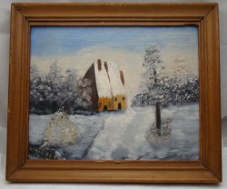 Картина винтажная пейзаж Зима (M694)