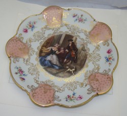 Zeh Scherzer блюдо фарфоровое винтажное с галантной сценой (Y068)