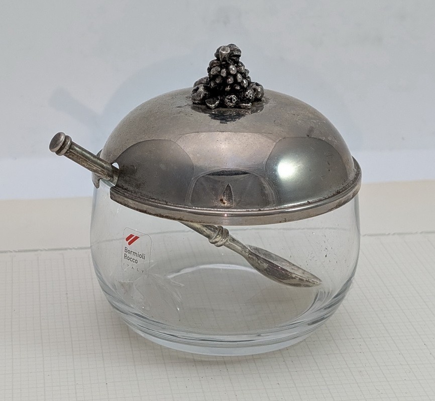 Bormioli Rocco винтажная сахарница с ложечкой (A983)