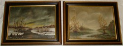 Картины винтажные диптих Зима и Лето (Y860)