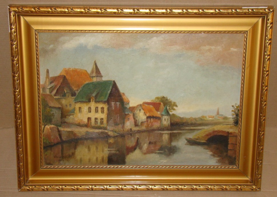 Картина старинная Van Leemput Река (X178)