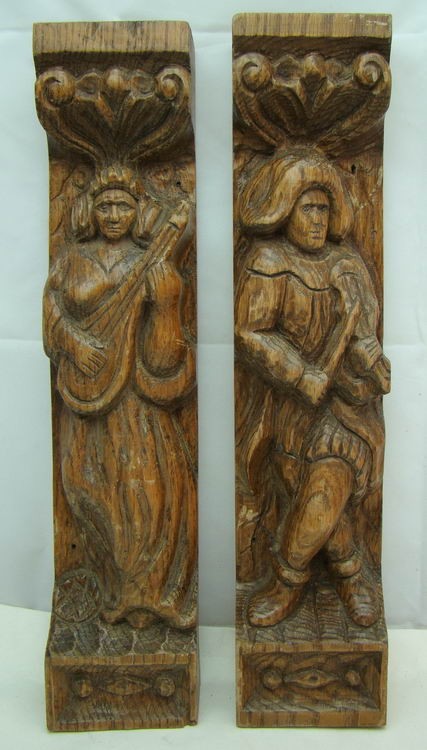 Барельефы деревянные старинные 2шт. (U640)