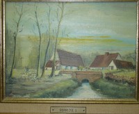 Картина винтажная Пейзаж с рекой (Y142)