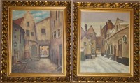 Картины старинные 2 шт. Город Лето, Зима (M702)