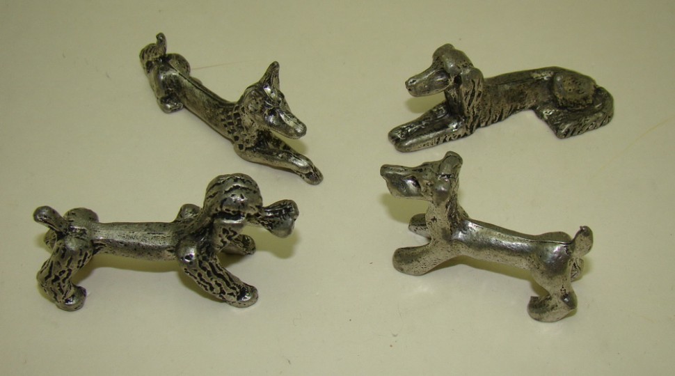 Фигурки собачек оловянные винтажные 4 шт. (X506)