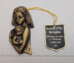 Бронзовый винтажный барельеф Мадонна с младенцем (B086)