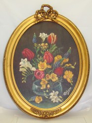 Картина винтажная в овальной рамке Цветы (Y307)