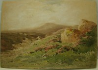 Старинная акварель Горы (Y770)