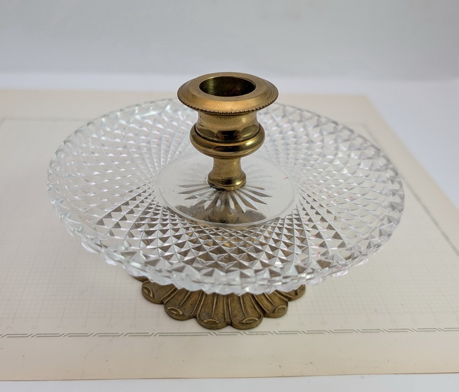 Подсвечник с хрустальным блюдом винтажный (A995)