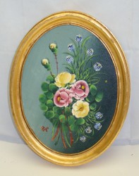 Картина овальная винтажная Цветы (M125)