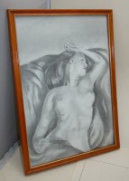 Картина винтажный рисунок карандашом Женщина (A305)