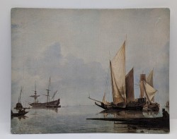 Принт винтажный с тиснением Штиль у берега (B192)
