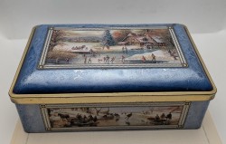 Коробка жестяная сундучок винтажный Зимняя сказка (B095)