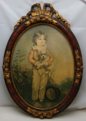 Картина принт в овальной рамке Мальчик с собачкой (Y394)
