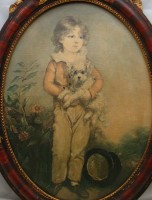 Картина принт в овальной рамке Мальчик с собачкой (Y394)