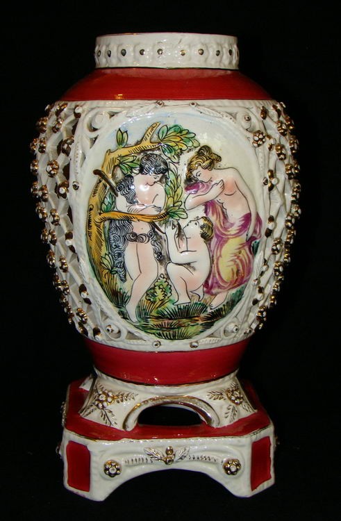 Ваза большая Каподимонте ручной работы (U656)