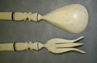Ложка и вилка винтажные из слоновой кости (X664)