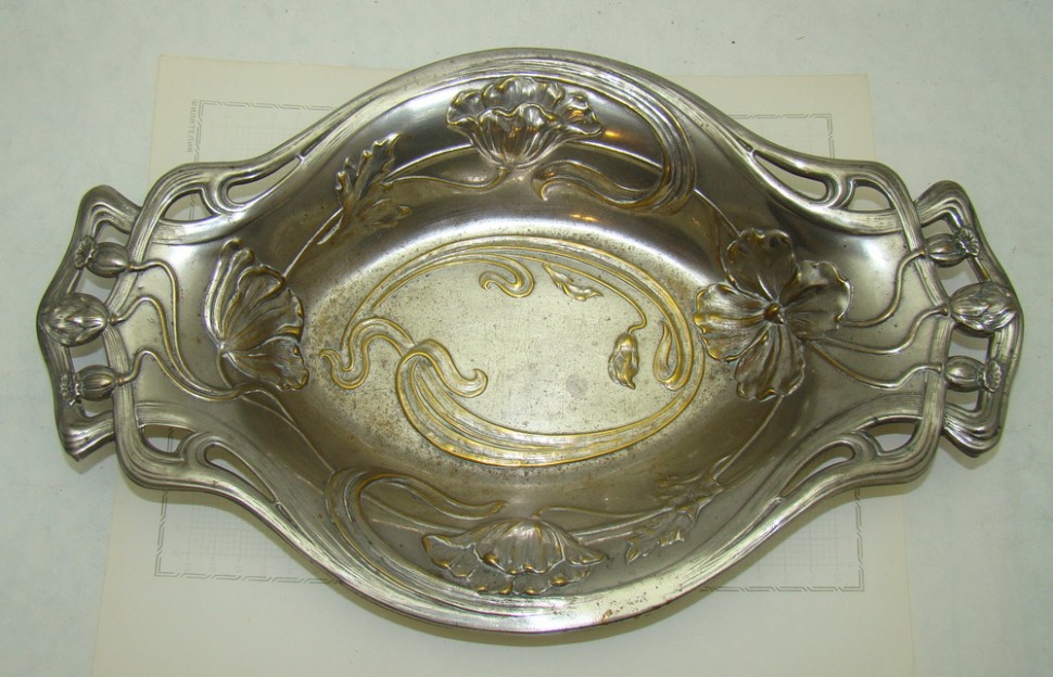 Блюдо-поднос старинный в стиле Ар-нуво (V819)