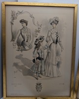 Старинные гравюры в рамках Парижская мода 3 шт. (A905)