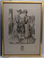 Старинные гравюры в рамках Парижская мода 3 шт. (A905)