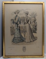 Старинные гравюры в рамках Парижская мода 3 шт. (A905)