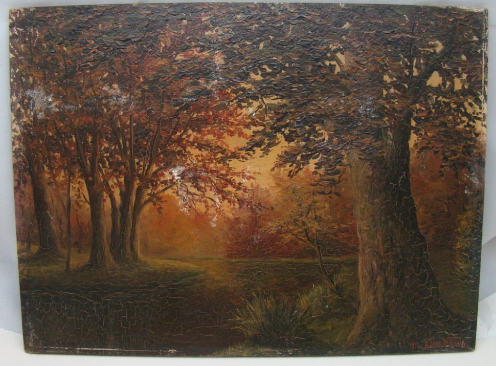 Картина на дереве старинная (X446)
