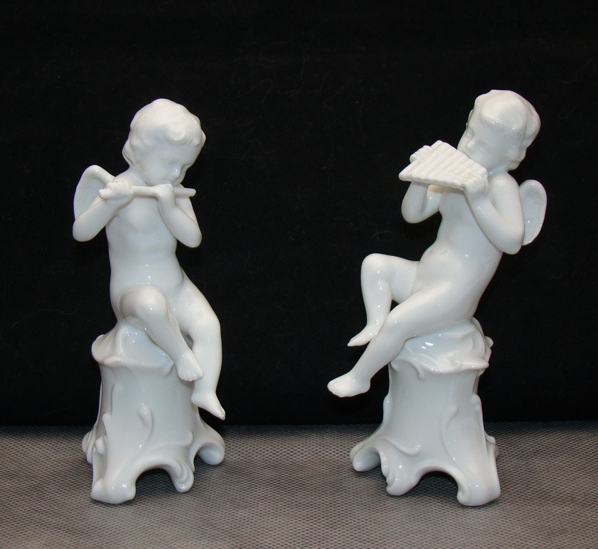 Ginori Napels фигурки старинные Ангелы музыканты пара (M818)