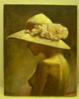 Картина портрет Девушка в шляпке (X332)